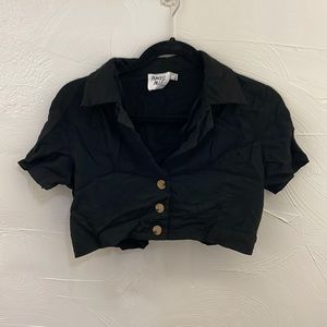 Princess Polly Black Cropped Button Up